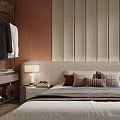 Modern Bedroom Interior With Built in Wardrobe King Size Bed And Floor to Ceiling Window