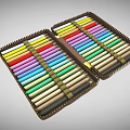 Open Leather Pouch With Neatly Arranged Vibrant Colored Pens In Organized Rows