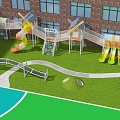 Amusement large slide hillside 3d model