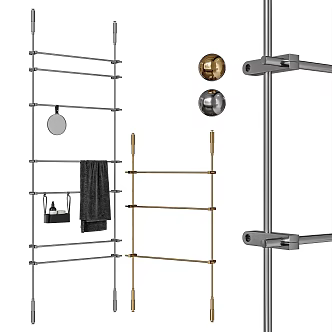 Stainless Steel Towel Rack Bathroom Storage Rack 3d model