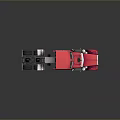 Red Heavy Duty Truck With Cab Exhaust Pipes And Shiny Wheels