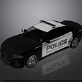 Modern Black And White Police Car With Roof Lights And Reflection Details