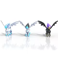 Winged Horse Fantasy Figures In Blue White Black And Purple Colors