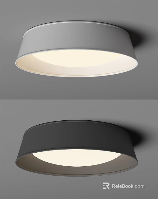 Modern Flush Mount Ceiling Light With Sleek Black And White Illuminated Design 3d model 