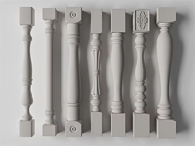 Display of Different Design Decorative Balusters for Home and Commercial Railings 3d model
