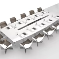 Modern Conference Table With White Tabletop And White Gray Chairs For Meetings