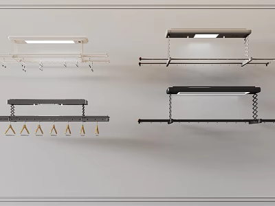 Different Styles of Metal Clothes Hanging Racks With Lighting and Hook Designs 3d model