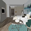 Modern Hotel Room Interior With Bedroom Bathroom Shower TV And Glass Partitions