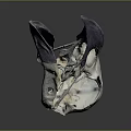 Animal Skull Organ Structure With White And Purple Accents And Fur Details