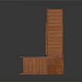 Unique Wooden Staircase Design With Modern Geometric Structure And Sleek Steps 3d model