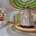 Vibrant Kindergarten Indoor Playground With Wooden Windmill Ball Pit And Colorful Toys