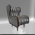 Modern Single Sofa With Grey Upholstery Brown Wood Armrests And Metal Legs