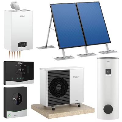 Intelligent Machines Including Solar Panels Water Heater Air Conditioner And Control Device 3d model