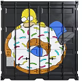 Industrial Equipment Container Coffee Shop With Homer Simpson Donut Latte And Cappuccino Signs