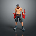 Shirtless Anime Male Figurine With Black Headband Shorts Red Gloves Blue Shoes Holding Red Objects 3d model