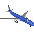 Blue Passenger Plane Front View Modern Design With Aerodynamic Wings And Powerful Engines