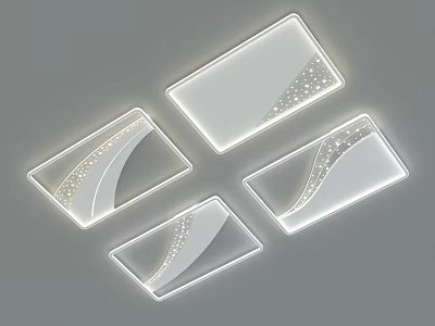 Modern Rectangular Ceiling Lights With LED Lighting Silver Accents And Dotted Details 3d model