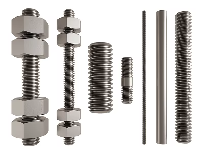 Different Styles Of Metal Screws Bolts Nuts And Threaded Rods 3d model