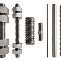 Screw Threaded Rod Nut Bolt Metal Hardware 3d model