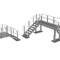Modern Industrial Metal Bridge Featuring Stairs And Safety Railings Structure
