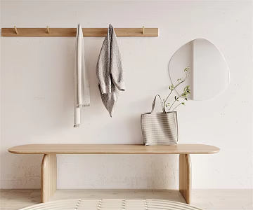 Silent Shoe Changing Stool Functional Entrance Mirror Hanger 3d model