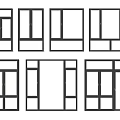 Various Window Styles with Black Frames and White Glass Panels 3d model