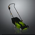 Garden Lawn Plants Maintenance With Green Black Electric Lawn Mower Orange Handles White Wheels