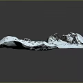 Detailed Snowy Mountain Terrain Model Featuring Multiple Peaks And Ridges