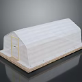 Transparent Covered Greenhouse Structure With Gravel Base And Wooden Door