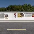 Building Exterior Wall With Publicity Boards Rural Revitalization Posters And Green Trees Blue Sky Background
