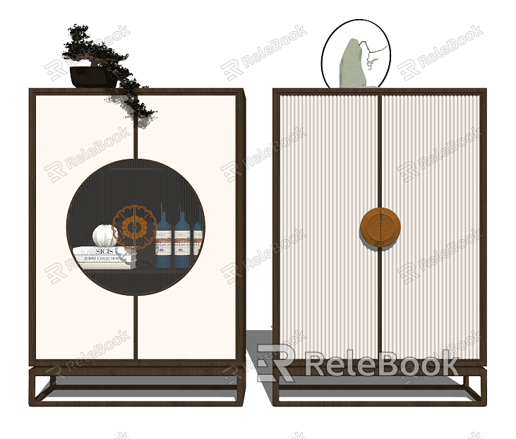 New Chinese Style Side Cabinet Side Cabinet Wine Cabinet Combination model