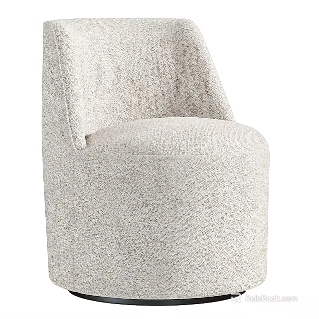 Elegant Beige Accent Chair With Textured Fabric High Back And Rounded Seat 3d model 