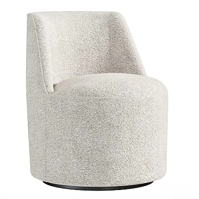 Elegant Beige Accent Chair With Textured Fabric High Back And Rounded Seat 3d model