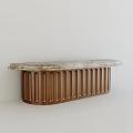 Elegant Wall Mounted Fluted Solid Wood Bar Counter With Natural Retro Marble Top For Homes