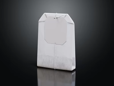 Tea Bag With Silver Foil Packaging And Blank Tag For Daily Use 3d model