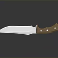 Weapon Knife With Silver Blade Brown Handle And Round Accents On Reflective Surface