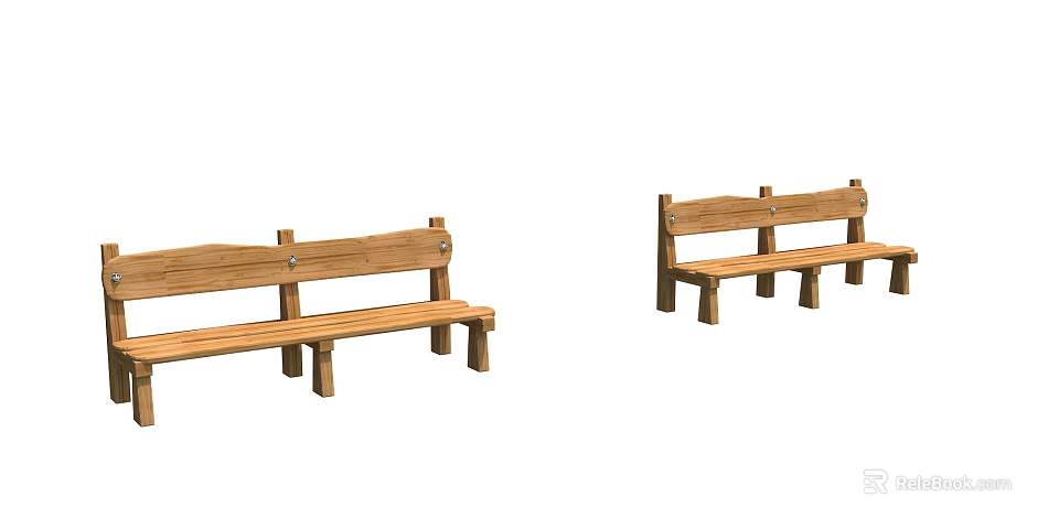 Kindergarten Outdoor Playground Sturdy Wooden Benches For Kids Seating 3d model 