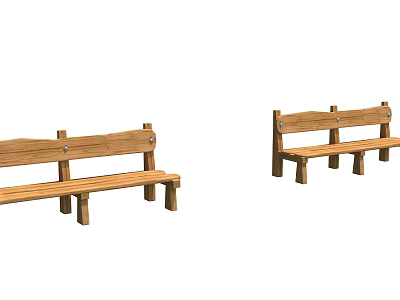 Kindergarten Outdoor Playground Sturdy Wooden Benches For Kids Seating 3d model