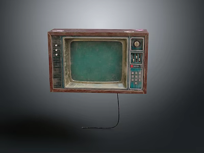 Retro Vintage Old Fashioned Television With Wooden Case Green Screen And Buttons 3d model