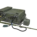Green Rugged Electronic Device With Multiple Interfaces Cables And Antenna