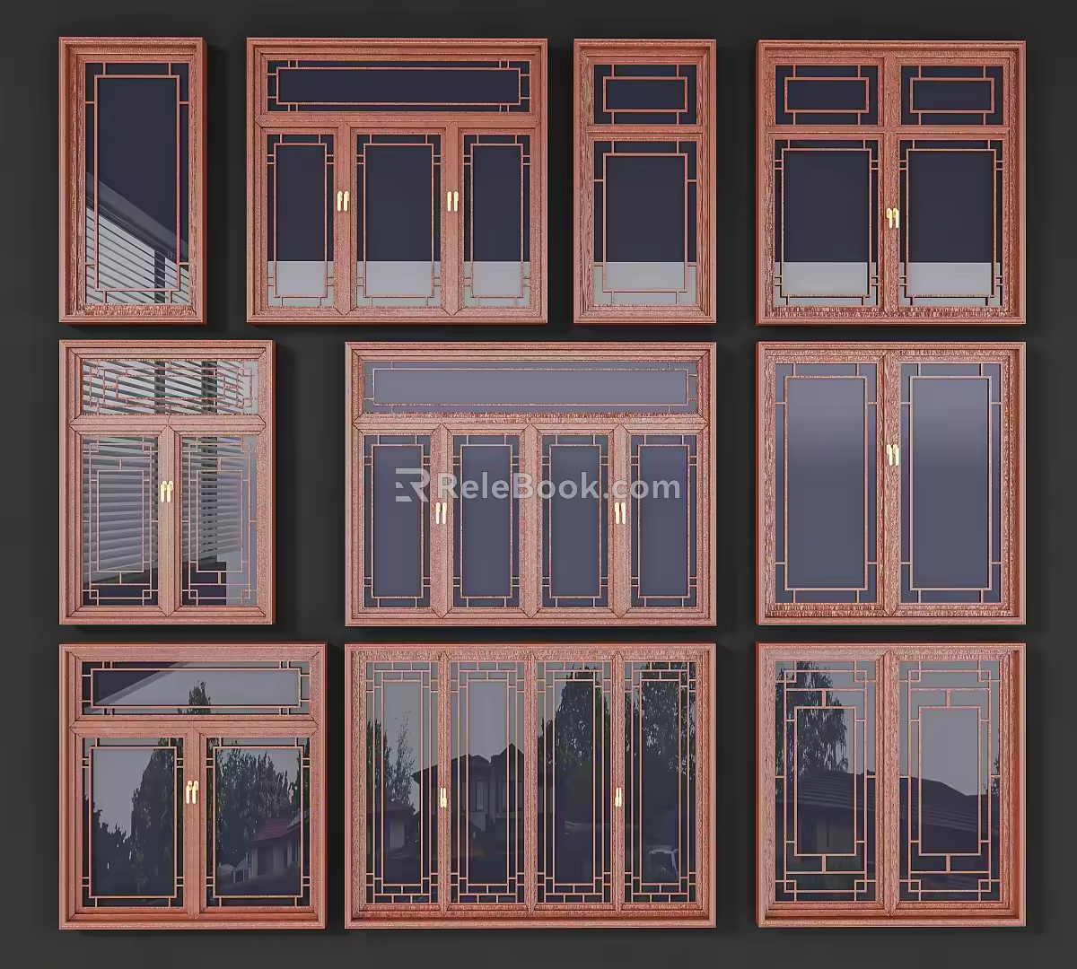 Lattice Window Hollow Lattice Carved Window Partition Antique Window Hollow Window 3d model