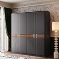 Modern Middle Ancient Style Bedroom Finished Wardrobe Black Wardrobe Combination 3d model