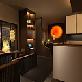 Japanese Style Restaurant Interior With Wooden Decor Warm Lighting And Bar Counter