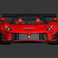 Red Sports Car With Rear Wing Black Roof Red Interior And Streamlined Design