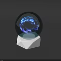 Activation Device Crystal Ball With Blue Light Effects And Energy Flow On White Geometric Base