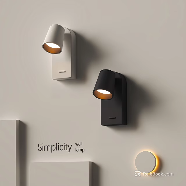 Simplicity White And Black Wall Lamp With Modern Minimalist Design And Warm Light Glow 3d model 