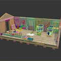 Military Field Tent Interior With Wooden Floor Crates Shelves And Equipment