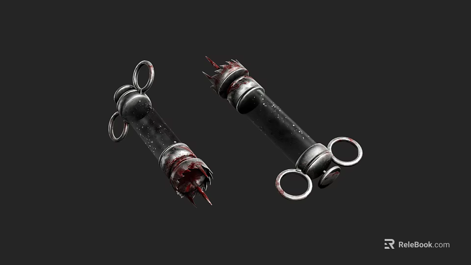Spiked Bloodstained Weapon With Metal Rings Sharp Edges And Detailed Design 3d model 