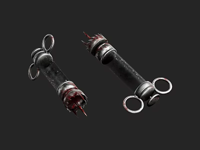 Spiked Bloodstained Weapon With Metal Rings Sharp Edges And Detailed Design 3d model