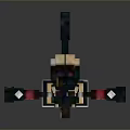 Minecraft Pixelated Horned Creature Character With White Candle And Golden Decorations